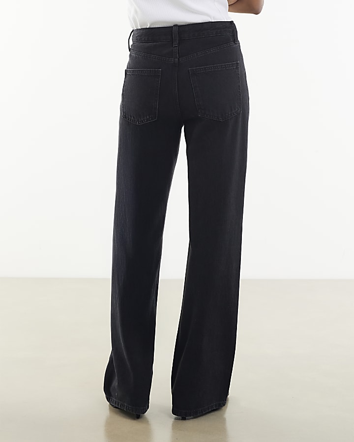 nero vita alta relaxed straight leg jeans