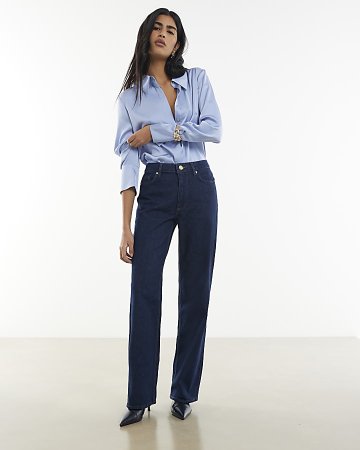 indigo relaxed straight leg jeans