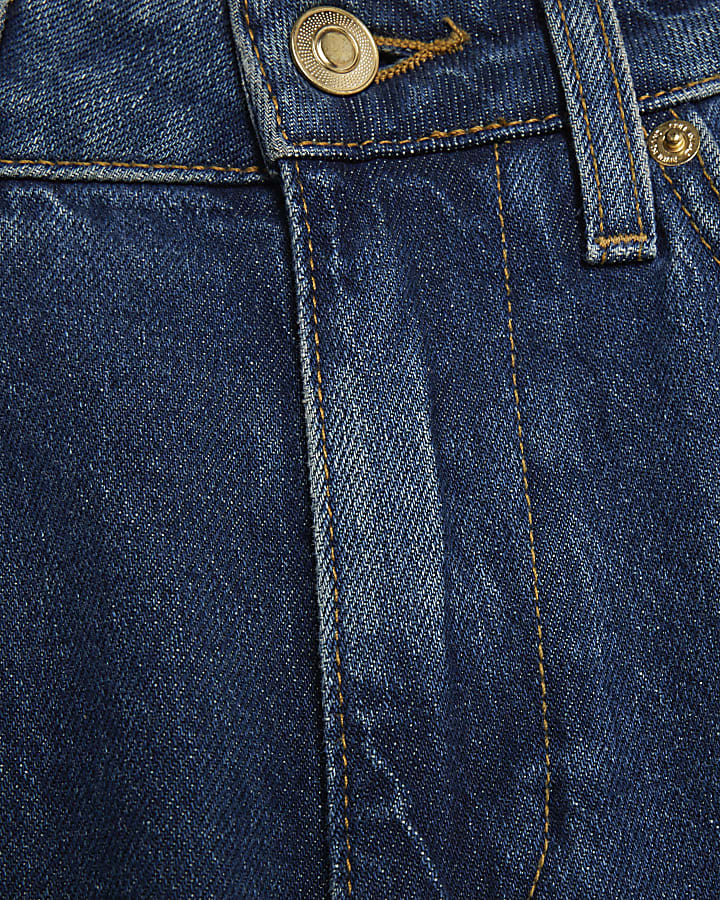 blu a vita alta elasticizzato straight leg jeans
