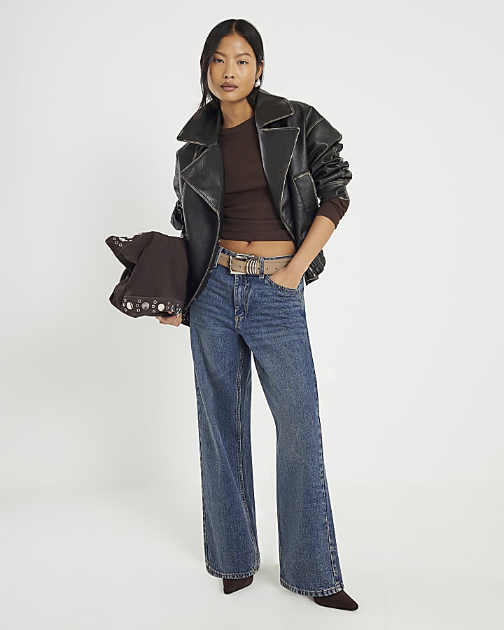 petite blu relaxed straight jeans