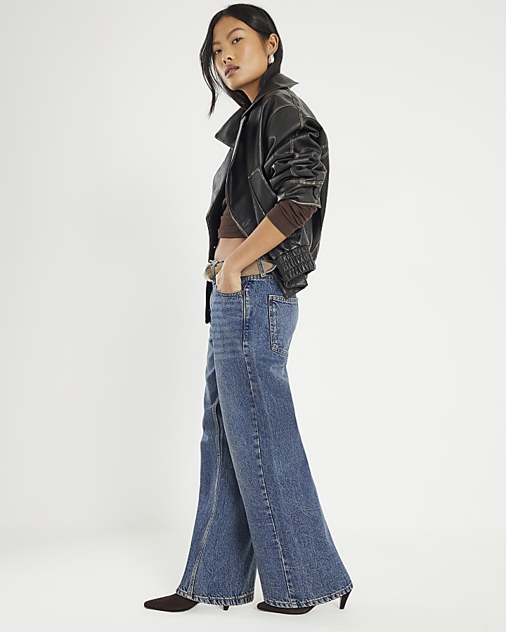 petite blu relaxed straight jeans