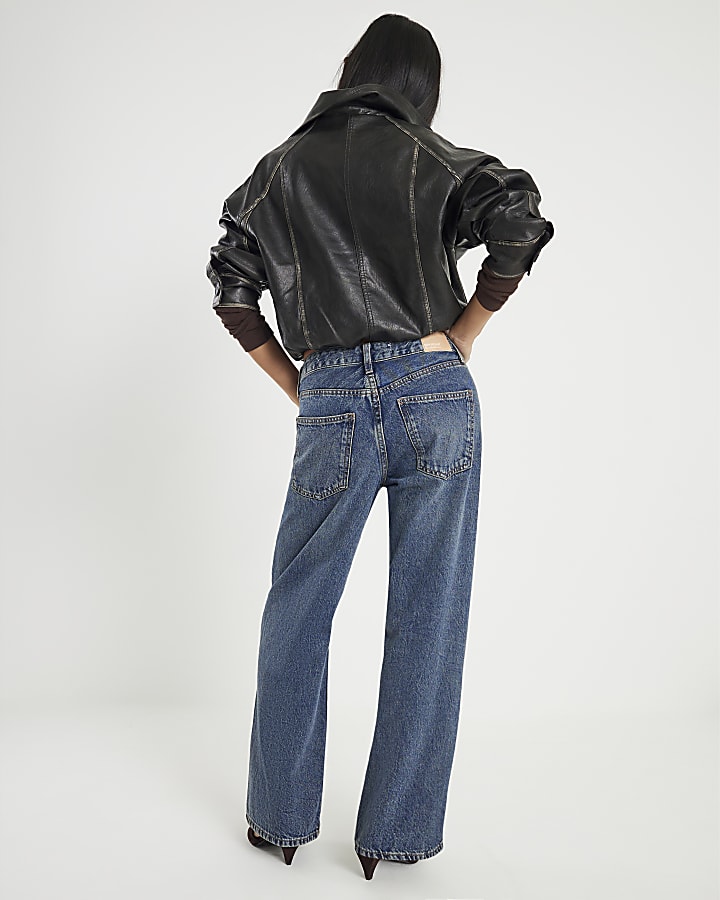 petite blu relaxed straight jeans