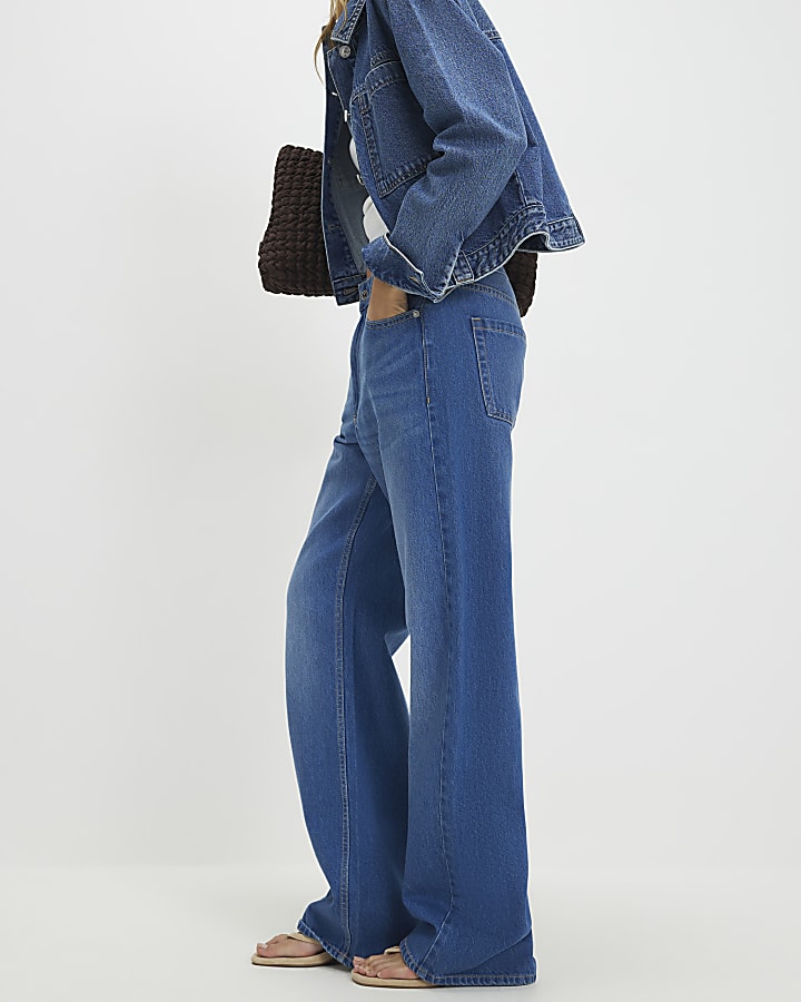 blu a vita alta relaxed straight leg jeans