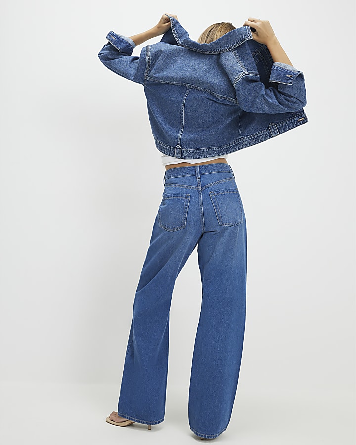 blu a vita alta relaxed straight leg jeans