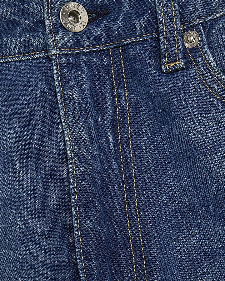 blu a vita alta relaxed straight leg jeans