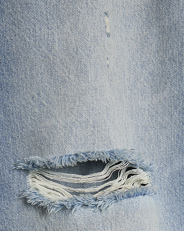 blu strappato relaxed straight jeans