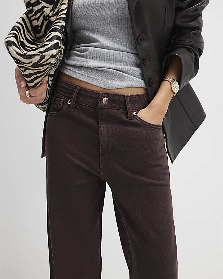 marrone relaxed straight jeans