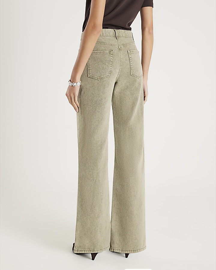 verde vita alta relaxed straight leg jeans