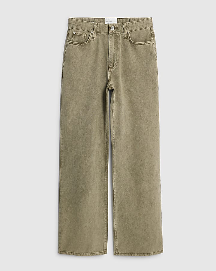 verde vita alta relaxed straight leg jeans