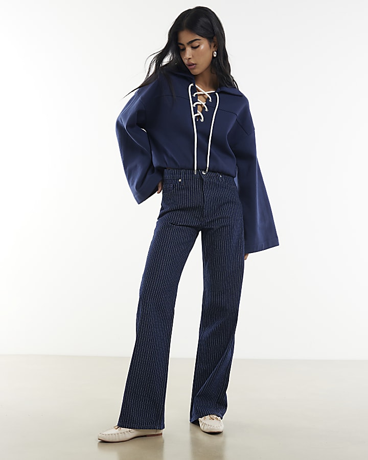 striscia blu relaxed straight jeans