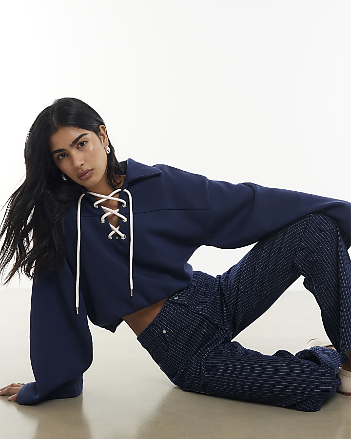 striscia blu relaxed straight jeans
