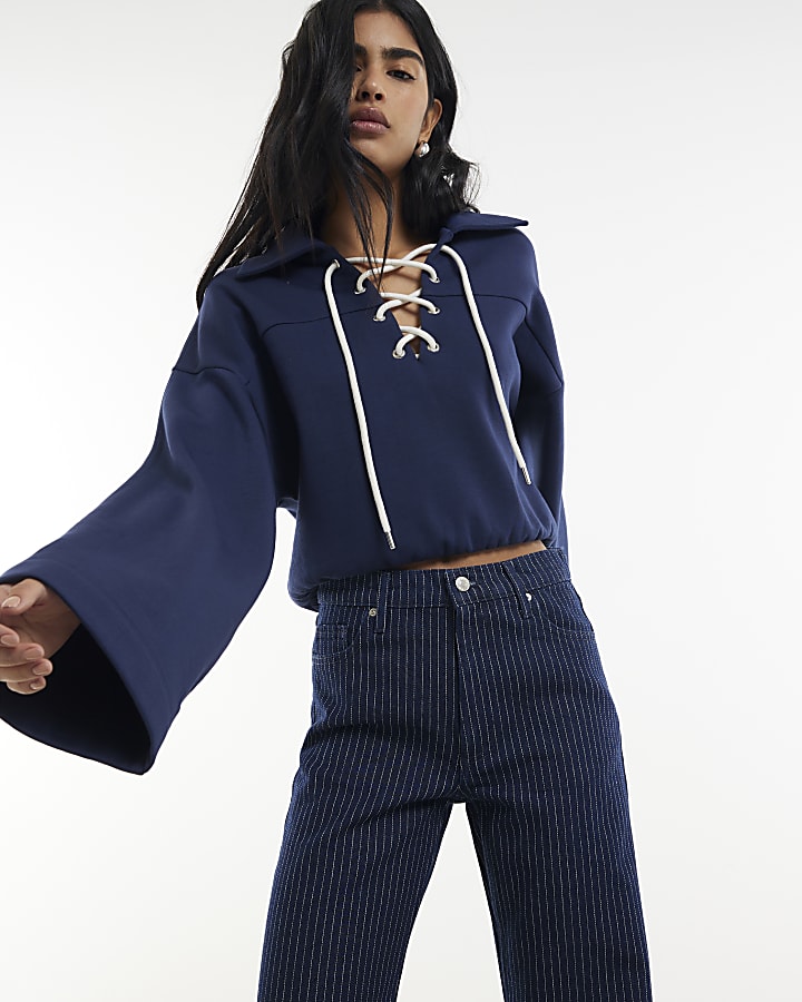 striscia blu relaxed straight jeans