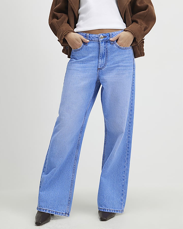 petite blu relaxed straight leg jeans