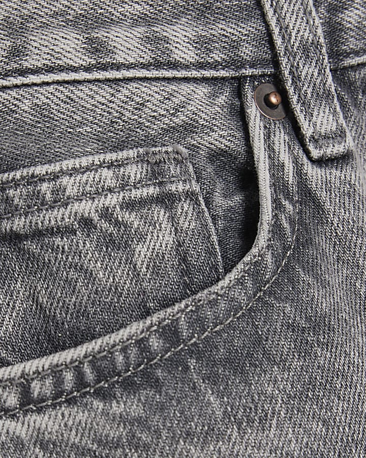 grigio split orlo gamba dritta jeans