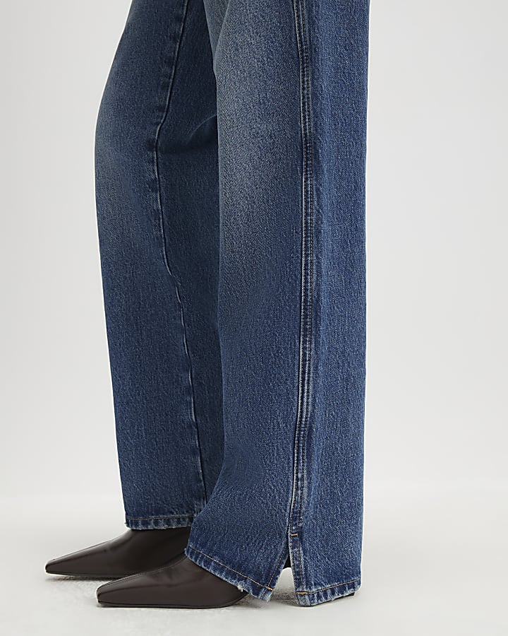 blu split orlo gamba dritta jeans