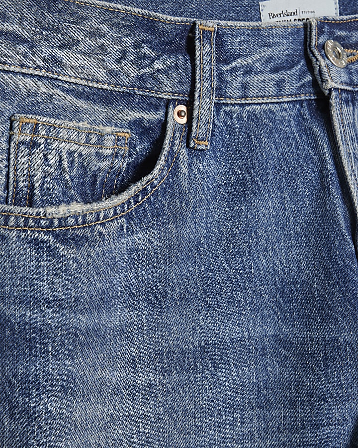 blu split orlo gamba dritta jeans