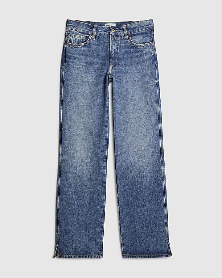 blu split orlo gamba dritta jeans