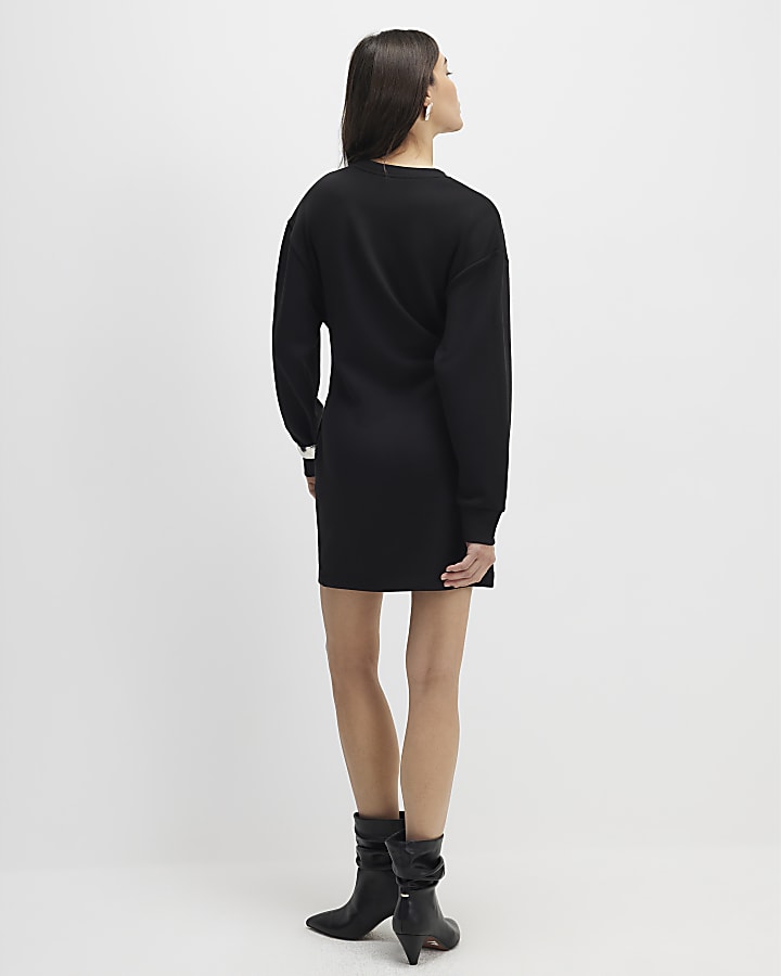 black tie anteriore mini abito felpa