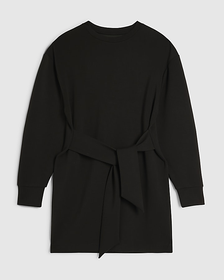 black tie anteriore mini abito felpa