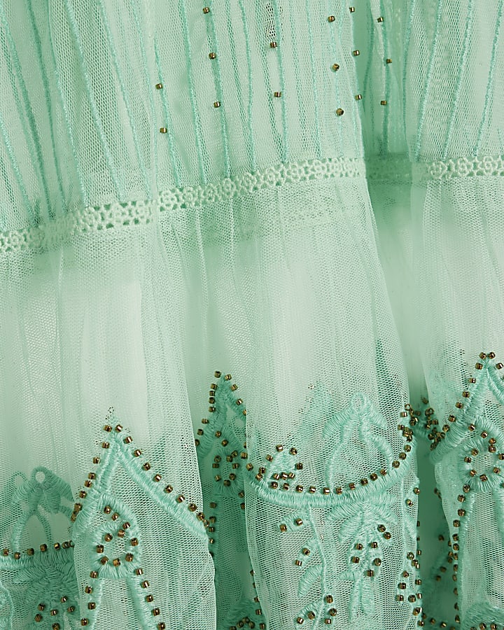 mesh verde impreziosito spiaggia abito tunica