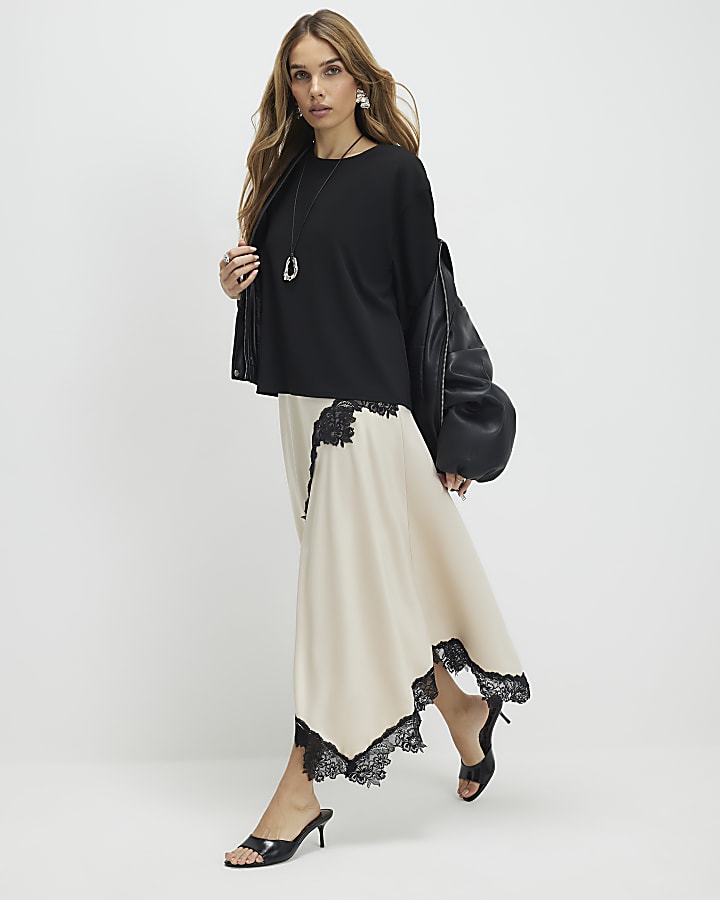 crema di pizzo hybrid t-shirt maxi dress