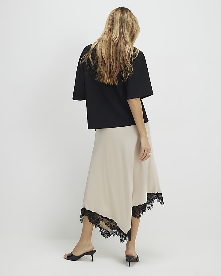 crema di pizzo hybrid t-shirt maxi dress