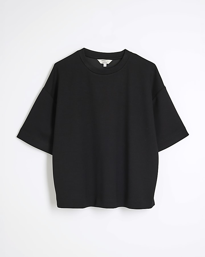 black premium manica corta t-shirt squadrata