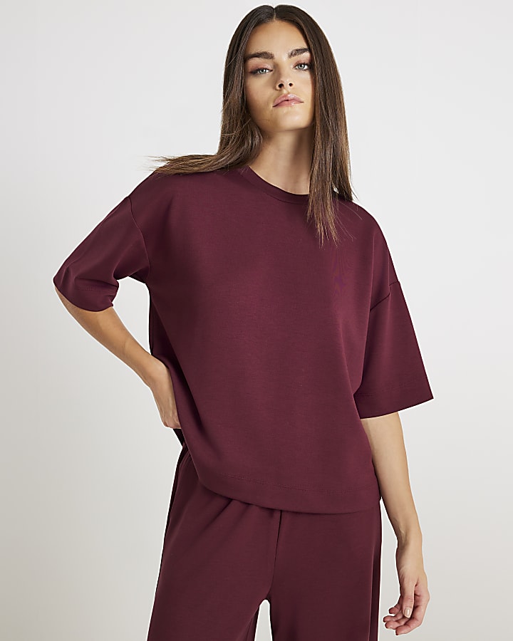 rosso premium manica corta t-shirt squadrata