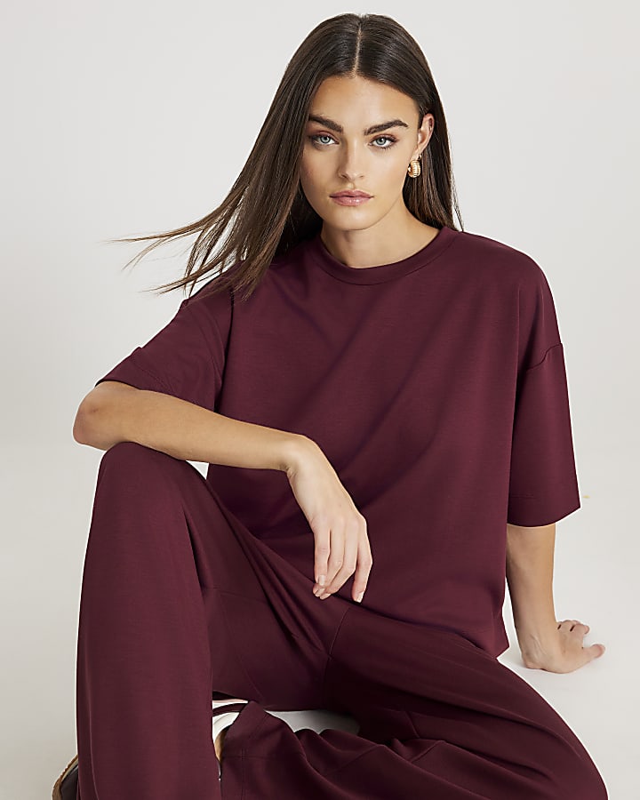 rosso premium manica corta t-shirt squadrata