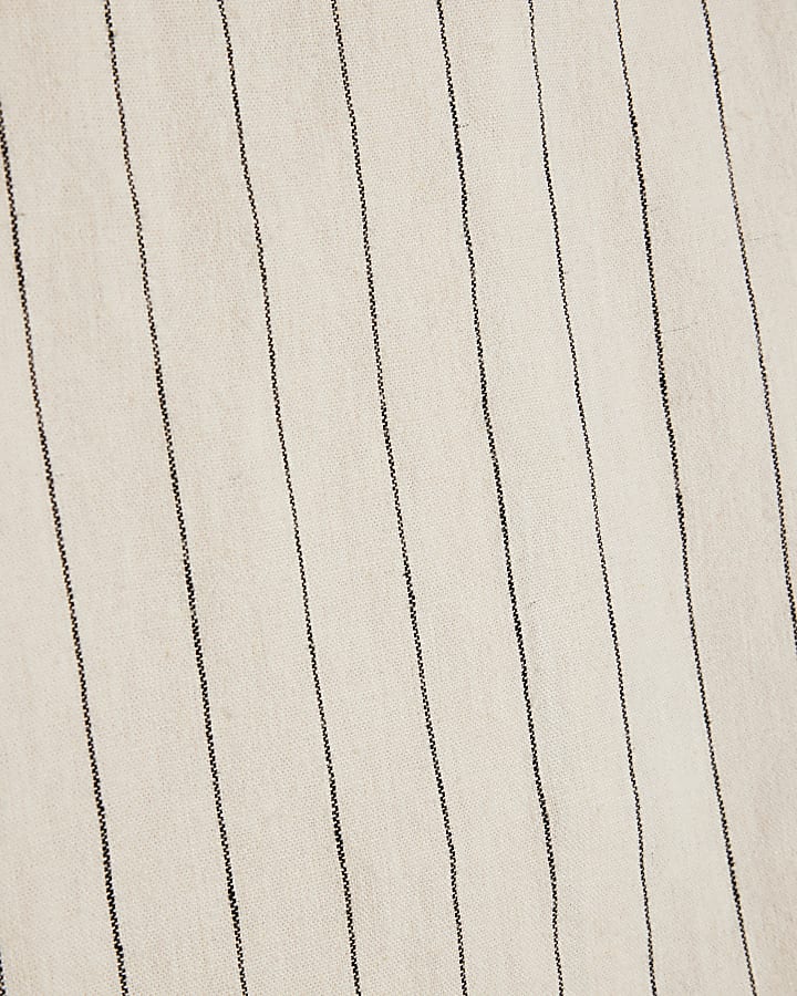crema a strisce di lino t-shirt