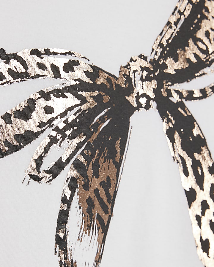 petite bianco leopard print fiocco t-shirt