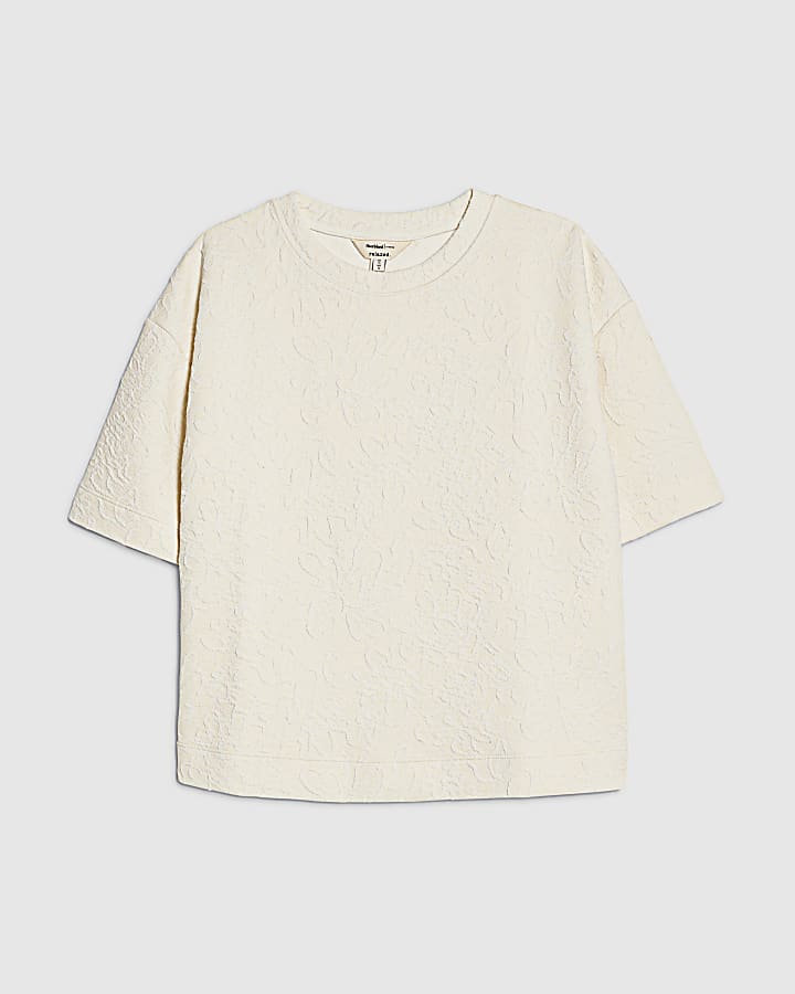 petite crema manica corta in jacquard t-shirt
