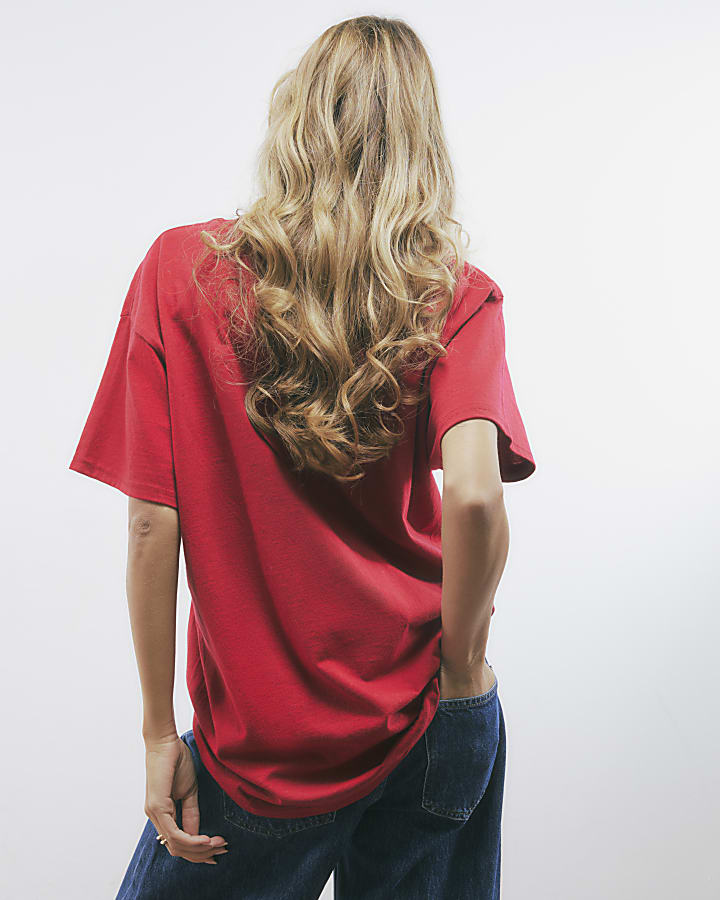 rosso manica corta parigi graphic print t-shirt