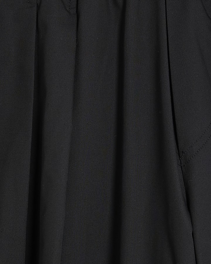 nero popeline barile pantaloni a gamba