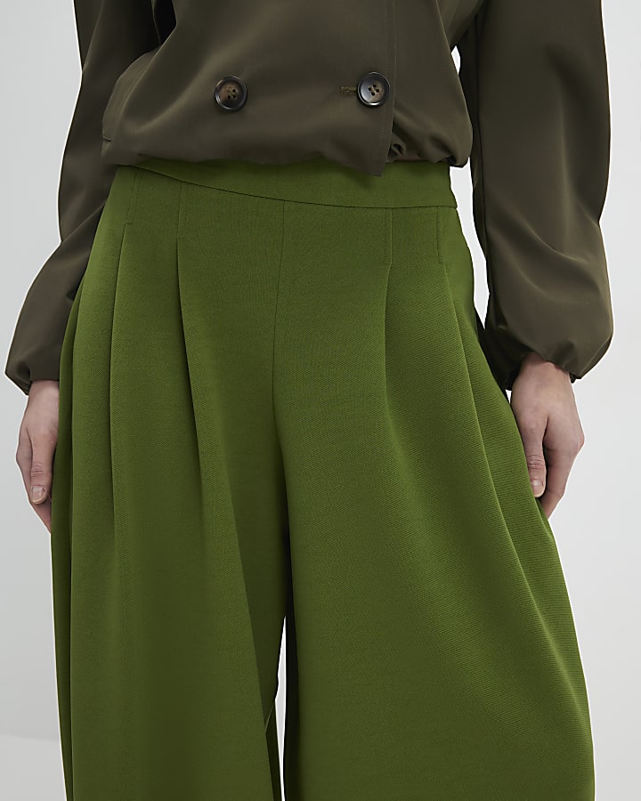 khaki palloncino gamba pantalone con pinces
