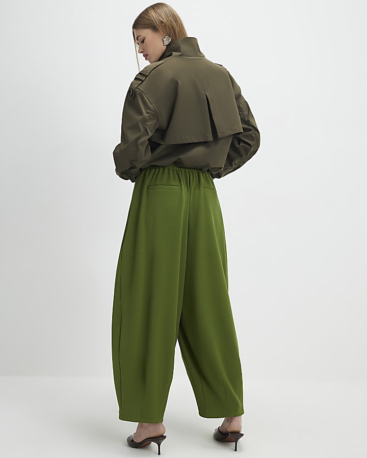 khaki palloncino gamba pantalone con pinces