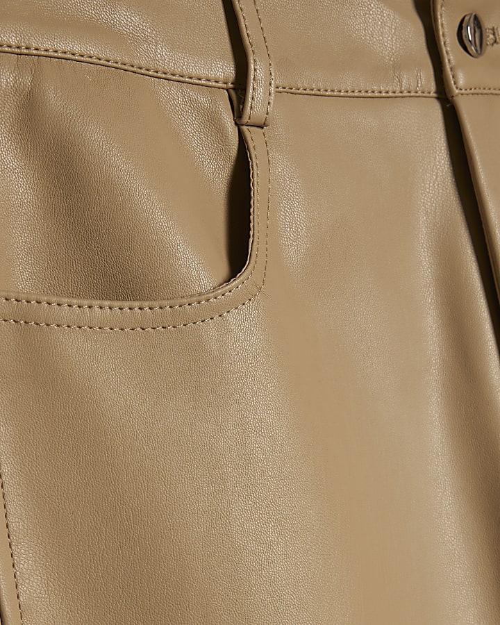 beige in ecopelle barile pantaloni a gamba