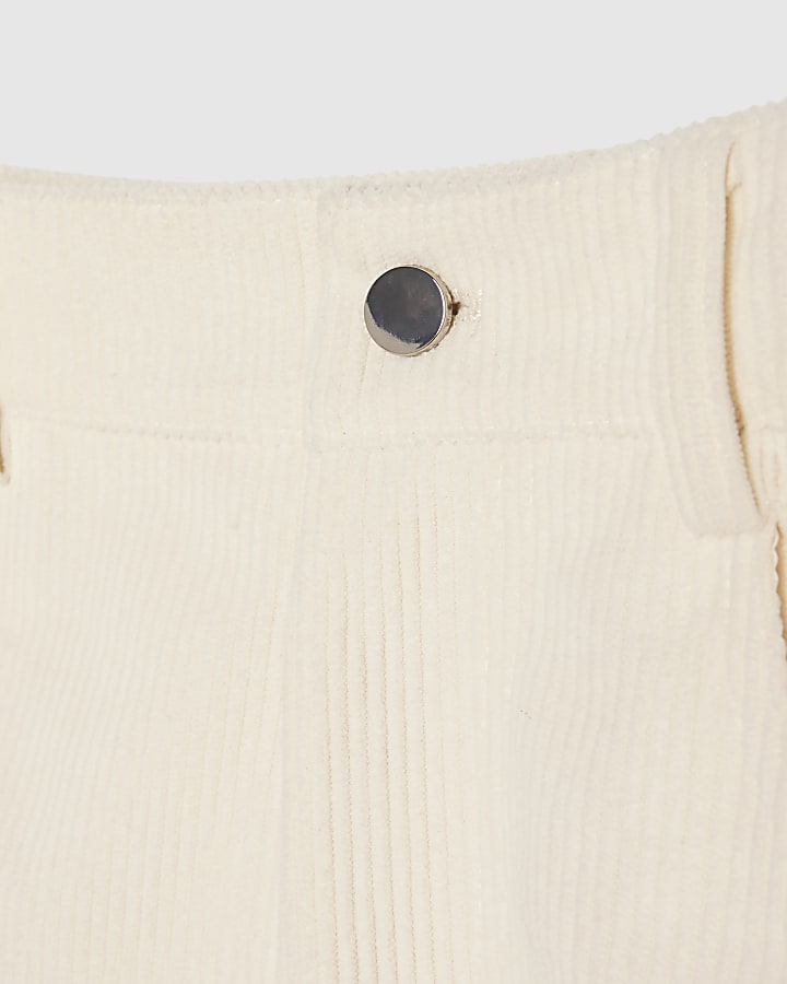 crema velluto a coste barile pantaloni a gamba