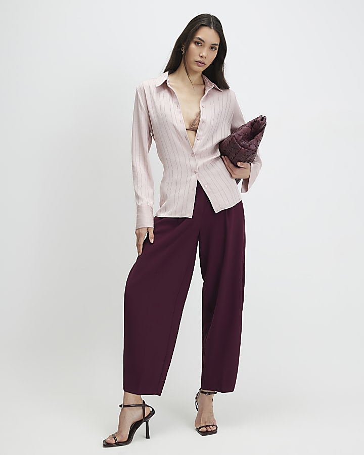 rosso drapey barile pantaloni a gamba