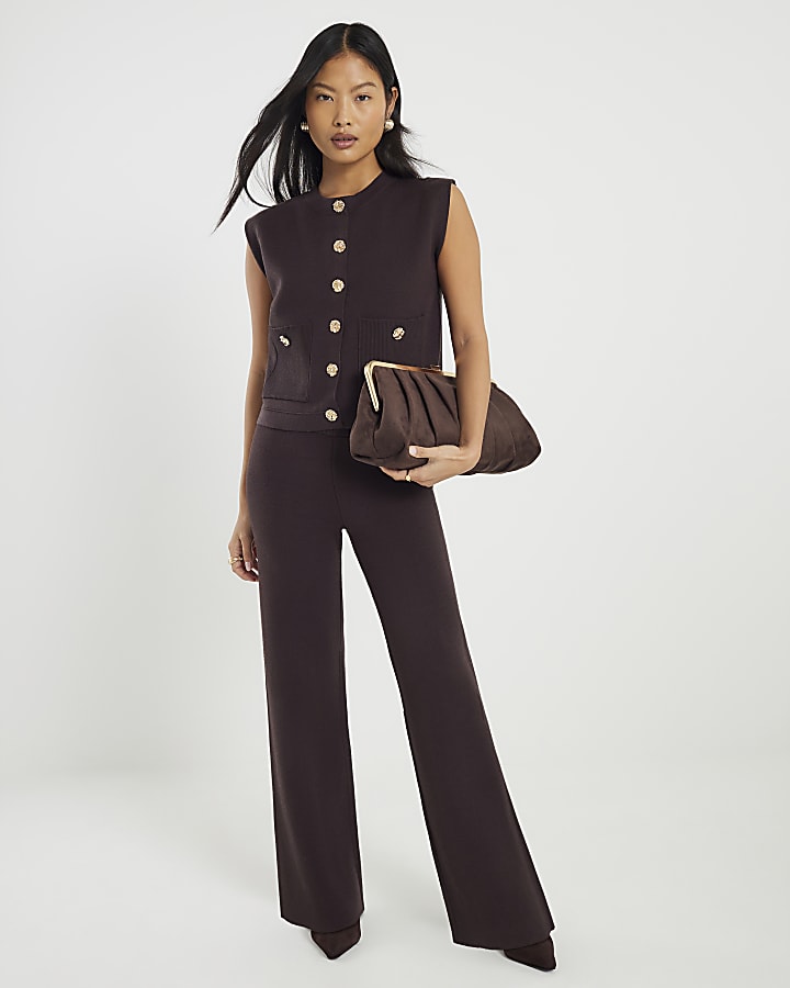 petite marrone maglia gilet