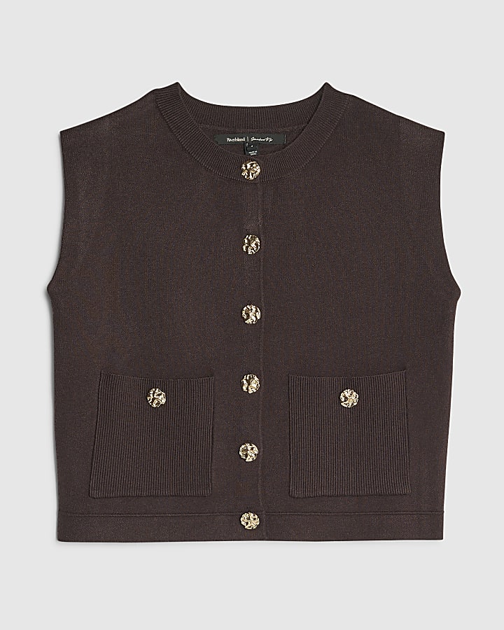 petite marrone maglia gilet