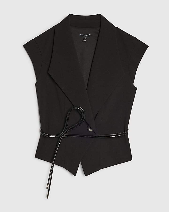 nero senza maniche con cintura gilet