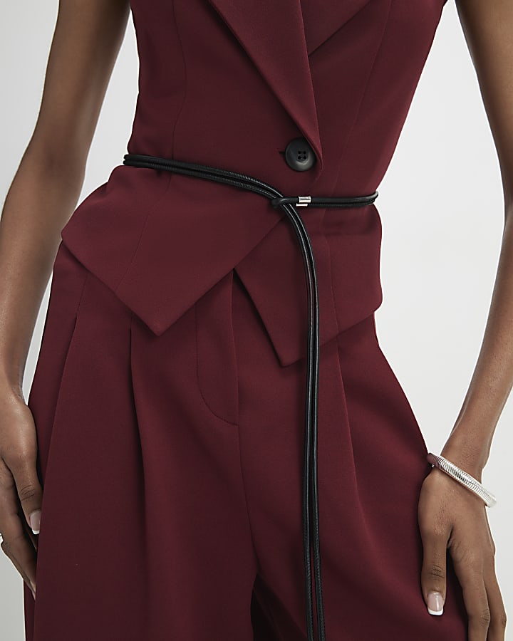 rosso senza maniche gilet con cintura