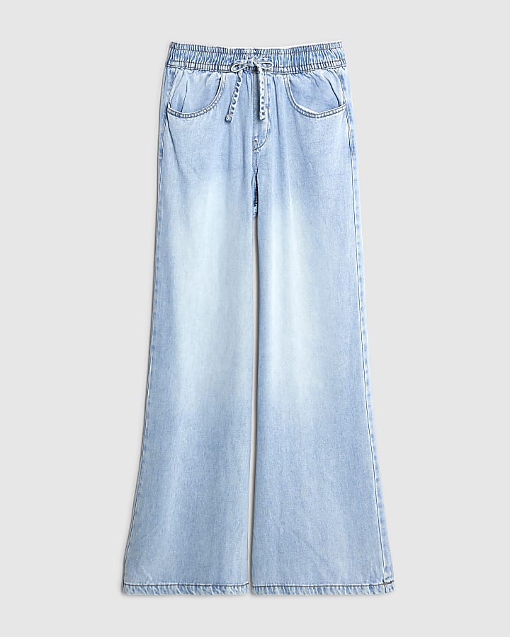 blu gamba larga stile pigiama jeans