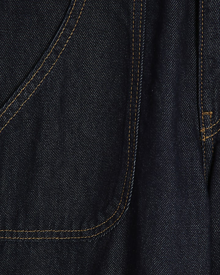 indigo blu larghi a vita alta jeans a gamba larga