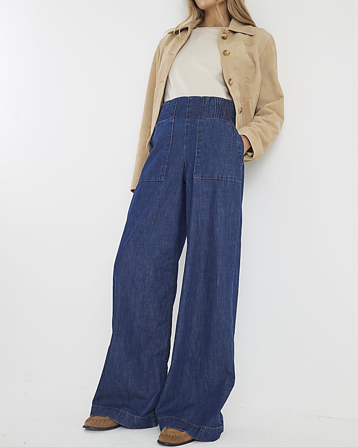 blu tirare jeans a gamba larga
