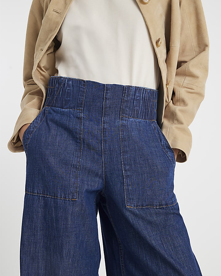 blu tirare jeans a gamba larga