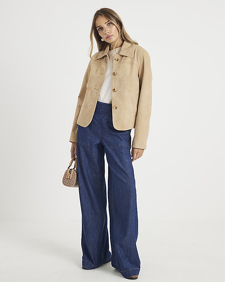 blu tirare jeans a gamba larga