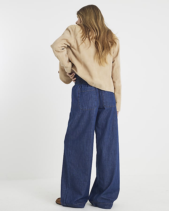 blu tirare jeans a gamba larga