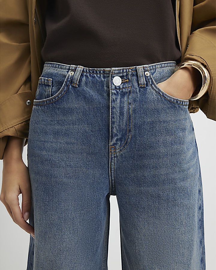 blu a vita alta jeans a gamba larga